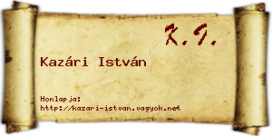Kazári István névjegykártya